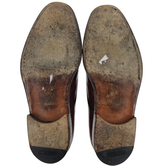 A. Testoni Italian Cognac Brown Leather Dress Shoes Cap-toe Derby Oxfords Mens 8 - Picture 4 of 11